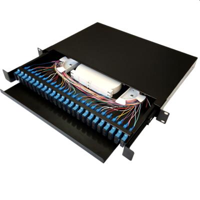 China Frame 1 u frame 1 u metal fiber patch panel rack 48 type dual core ODF SS24 core fiber distribution 19 inch slide rail frame for sale