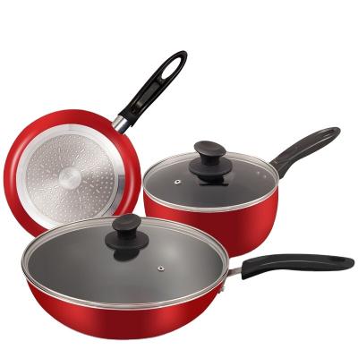 China Universal Three-Piece Nonstick Gas Induction Cooker Charcoal Frying Pan Alloy Substrate Household Milk Pan Soup Pan for sale