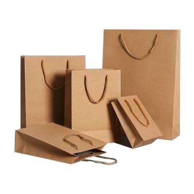 China Recyclable Customize Custom Brown Kraft Paper Packaging Shopping Bag For Food Packaging for sale