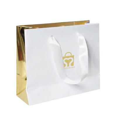 China Gold Recyclable Gift Wedding Party Favor Bag Luxury Holographic Paper Price With Your Own Logo Custom Printed for sale