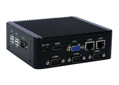 중국 4 COM RS232 산업 Fanless 소형 PC 입장 출구 맨끝을 위한 Fanless 끼워넣어진 컴퓨터 6 USB 판매용