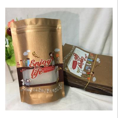 China Custom Standing Zipper Pouch Recycled Food Packaging Bag Window Mylar Packaging Bags for sale