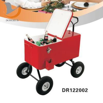 China Sustainable Rolling Ice Cooler Box With Pneumatic Rubber Wheel for sale