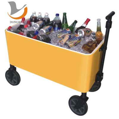 China Sustainable Rolling Ice Cooler , Outdoor Cart Stainless Steel Cooler for sale