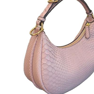 China Fashion Women's Handbag Luxury Half Moon Snakeskin Genuine Leather Women's Bags for sale