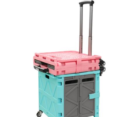 China Anjuny Foldable Aluminum Alloy Pull Rod Trolley Shopping Trolley Eco-friendly Durable With Lid Shopping Trolleys for sale