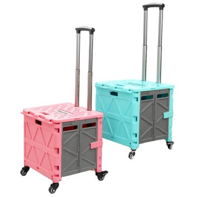 China Anjuny Durable Wholesale Plastic Folding Supermarket Trolley Shopping Cart for sale