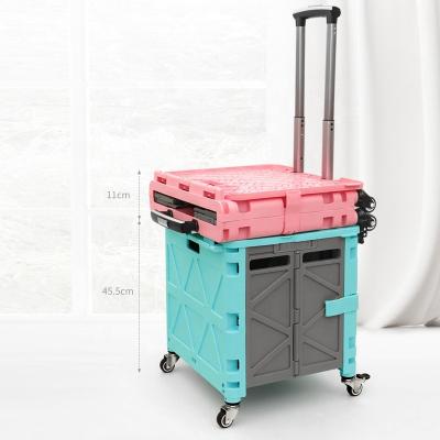 China Anjuny Durable Wholesale Plastic Supermarket Trolley Folding Shopping Trolley for sale