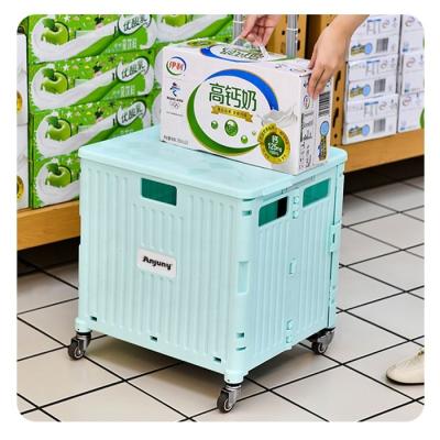 China Sustainable Anjuny Grocery Cart Universal Supermarket Trolley Range Portable Trolley Cart for sale