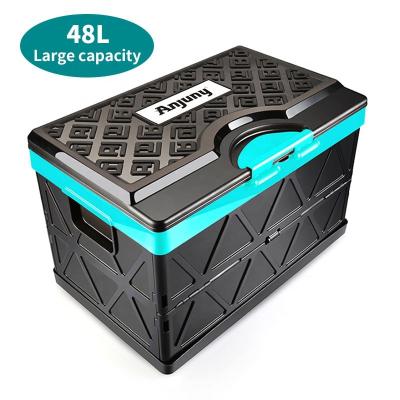 China Anjuny Viable Best Price Car Trunk Organizer Storage Box Car Folding Trunk Storage Box for sale