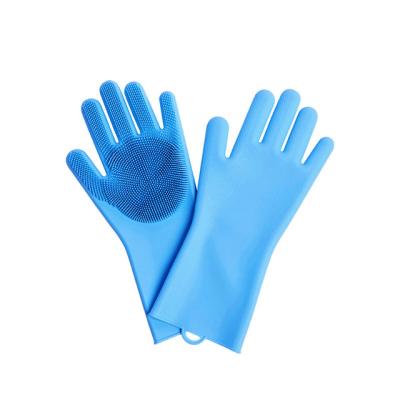 China 1Pair Dishwashing Gloves Latex Cleaning Gloves Silicone Cleaning Scrubber For Heating Household Kitchen Resist Easy Wash Gloves for sale