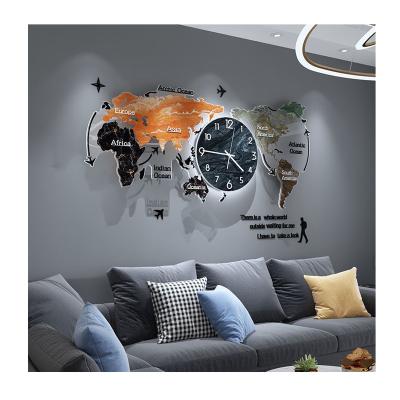 China LUMINOVA Newart 24 inch 3d sticker wall clock diy acrylic digital luminous world maps for home decor kids gift for sale