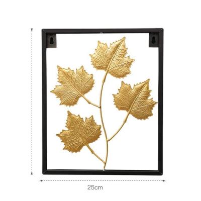 China Modern Bedroom Wall Hanging Iron Ginkgo Leaf Home Decor Wall Art Work Painting Living Room Wall Painting for sale