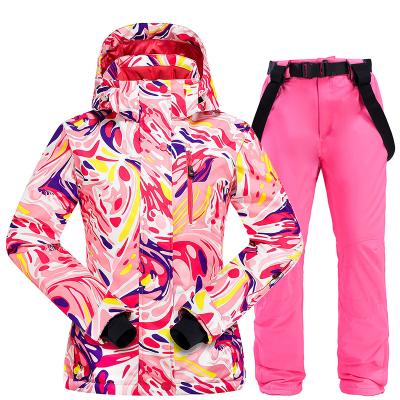 China New Winter Anti-UV Ski Suit Women Windproof Waterproof Warm Padded Snowboarding Set for sale