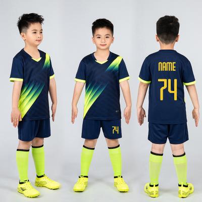 China Custom Futebol Shirt Fake Soccer Uniforms Boys Soccer Jerseys Kids Two Pieces Sets Football Kit Children Girls Sportswear Clothing For Boys for sale