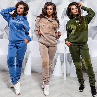 China Women Breathable Winter Tracksuit Sweatsuit Pullovers Hoodies Jogging Woman Two Piece Set Women Clothing Suit Sports for sale