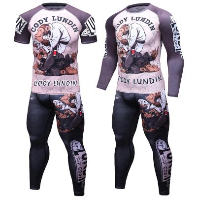 China Men's Gym Panda Print Workout Compression Breathable Custom Sportswear Tight Sweatsuit for sale