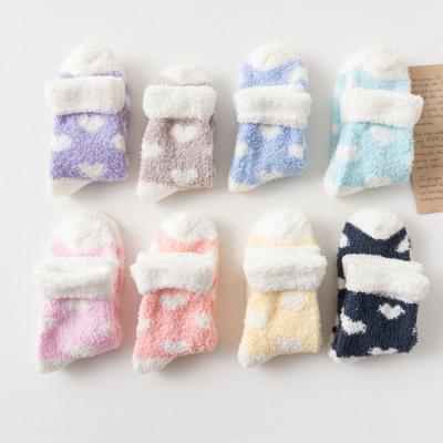 China Winter Fluffy Coral Fleece Socks Thick Breathable Sleep Fuzzy Sock Soft Candy Color for sale