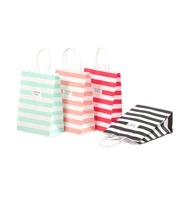 China High Quality Custom Logo Eco - Friendly Multi Color Stripe Printing Reusable Bag Clothing Paper Gift Packaging Shopping Bag for sale