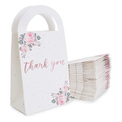 China Wholesale High Quality Fresh Flowers White Printing Thank You Paper Bag Customized Logo Printing Wedding Gift Packaging for sale