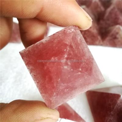 China China Natural Strawberry Stone Quartz Crystal Pyramid Carved Crystal Egypt Pyramid for sale