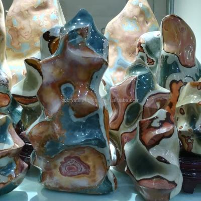 China Europe China Supplier Natural Rock Hand Carved Torch Shape Ocean Jasper Backing Stone for sale