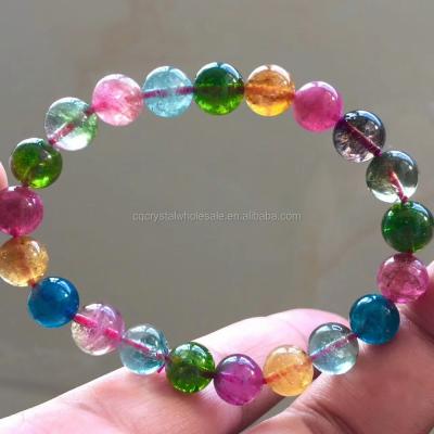 China Wholesale Natural Quartz Tourmaline Color Rainbow Gifts Rock Stone Bracelets for sale