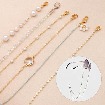 China Flower Fashionable Handmade Pearl Straps Professor Land Yard Crystal Beads Eyewear Accessories Sunglasses Masking Chain for sale