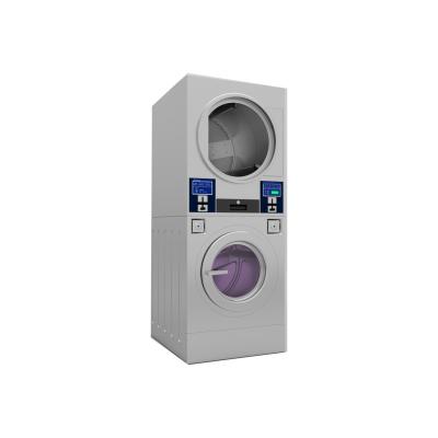 China Laundry Washing Machine Residue Free 22kg Coin Operated Stacked Critical Cleaning / Washer And Dryer for sale