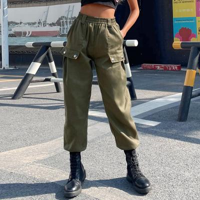 China 2021 New Arrival QUICK DRY Women Casual Pants With Side Pocket High Waisted Cargo Pant For Woman for sale