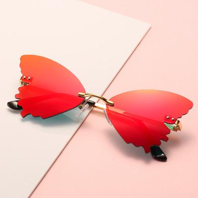 China Fashion Rectangle 2020 Luxury Butterfly Sun Glasses Female Eyewear Women Rimless Sunglasses for sale