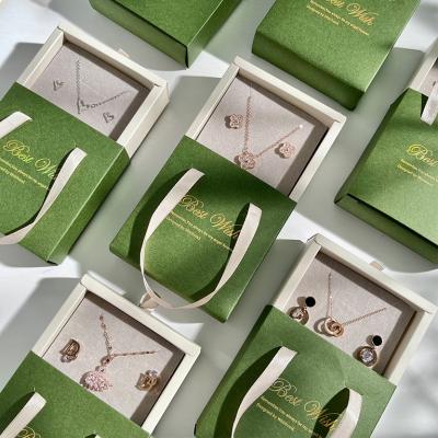 China Drawer Slid Collapsible Paper Drawer Necklace Box Earring Ring Packaging Slide Jewelry Box With Logo for sale