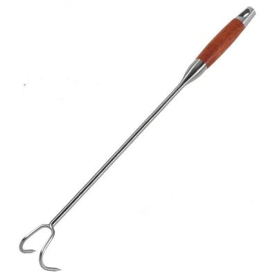 China Retail Industry Long handle 40/50/60/70 scald proof wooden handle meat hook for stainless steel hotel kitchen for sale