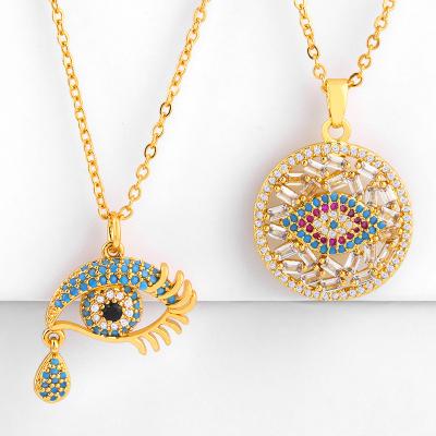 China Wholesale ROMANTIC Zirconia Eye Jewelry 14k Gold Hiphop Personality Pendant Necklace for sale