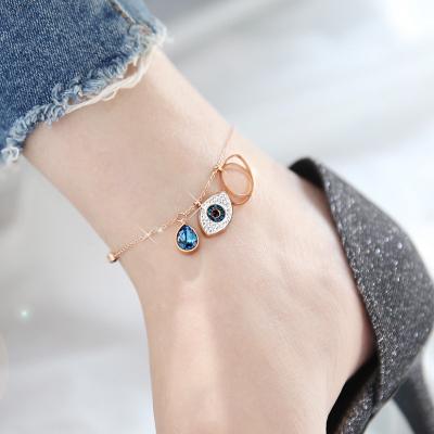 China Wholesale Fashion Rose Gold Foot Chain Jewelry 316L Stainless Steel Eye Anklets for sale