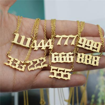 China 111 222 333 444 555 777 888 999 666 stainless steel wholesale ROMANTIC FASHIONABLE Angel Number Pendant Necklaces for sale