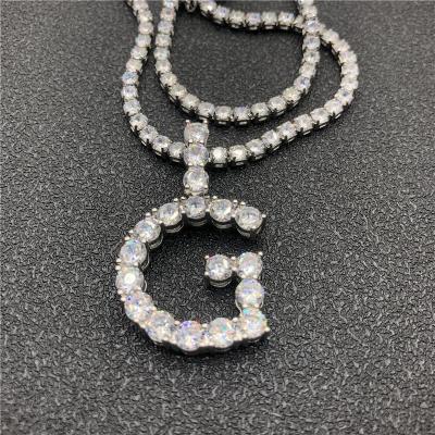 China Instagram Hottest Bling Zircon Stone Letter Initial Tennis Trendy Loose Necklace for sale