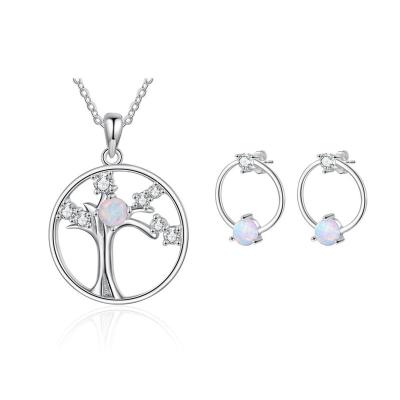 China Fashion 925 Sterling Silver Jewelry Gifts Romantic Opal Tree Of Necklace For Life for sale