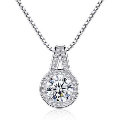 China Hot Selling Jewelry S925 Sterling Silver Clavicle Round Zircon Bridal Choker Pendant Necklace Romantic ROMANTIC for sale