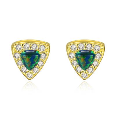 China Romantic 925 Silver ROMANTIC Triangle Shaped Opal Stud Earrings With Zircon for sale