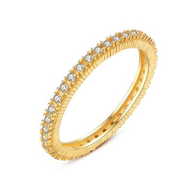 China TRENDY ROMANTIC Fashion Jewelry 925 Sterling Silver Ring Gold Plated Zircon Simple Ring for sale