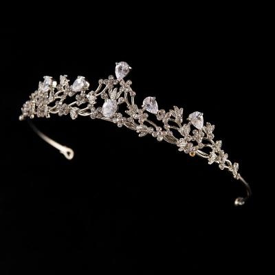 China Luxury Wholesale Fashionable ROMANTIC Princess Hair Accessories Wedding Cubic Zirconia Flower Pageant Tiara Crowns for sale