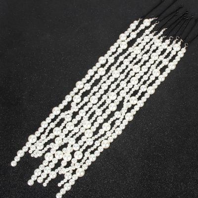 China New Fashion Long Pearl Hair Chain Tassel Accessories Trendy ROMANTIC Long Key Chain For Women for sale