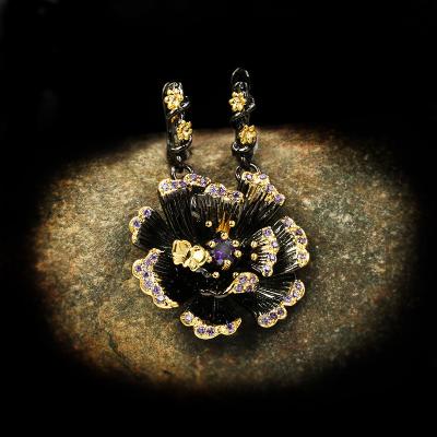 China TRENDY ROMANTIC Dubai Vintage Statement Gold Plated Irregular Metal Flower Earrings For Women for sale