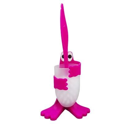 China Universal Creative Double-Sided Plastic Long Hand Frog Toilet Brush Handle Brush Cleaning Toilet Brush for sale