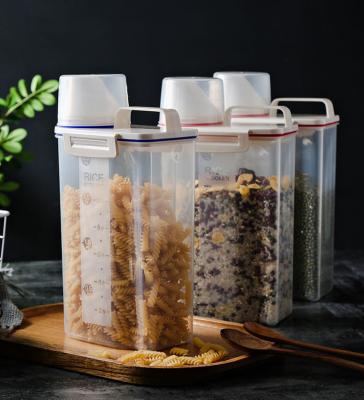 China Dry Food Kitchen Cereal And Dry Food Storage Container Cans And Bins With Handle for sale