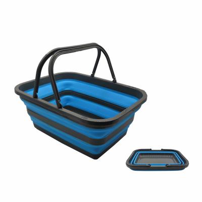 China Sustainable Plastic Collapsible Folding Drain Storage Basket Used For Picnic And Ice Bucket Truck With Handle for sale