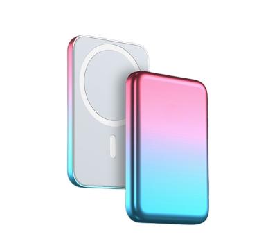 China Newest Type C Palladium Powerbank Mini Portable Charger 5000mah Magnetic Wireless Charging Power Bank for sale