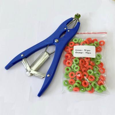 China Livestock Castration Bander , 100Pcs Latex Castrator Rings, Balloon Expander Pliers Set for sale