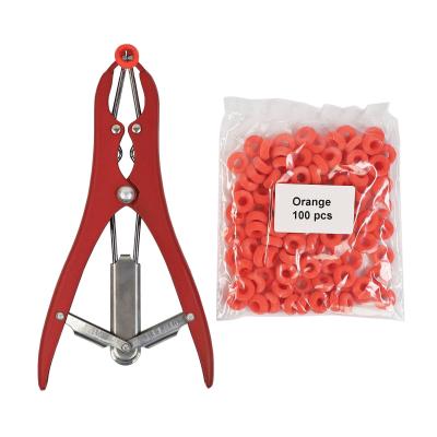 중국 Castration Bander For Goats, 100Pcs Latex orange Castrator Rings, red Balloon Expander Pliers Set 판매용